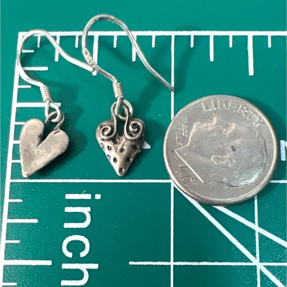 925 Sterling Silver Drop Dangle Earrings Strawberry Heart Shaped Swirl Dainty - Picture 5 of 10